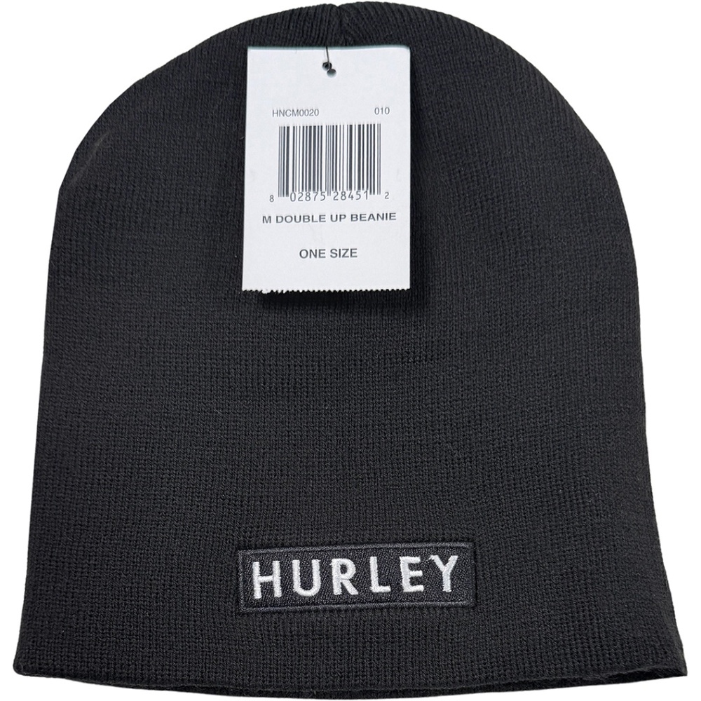 Hurley Double Up Beanie - NWT Adult One Size‎ Black / White - #48529-D5
